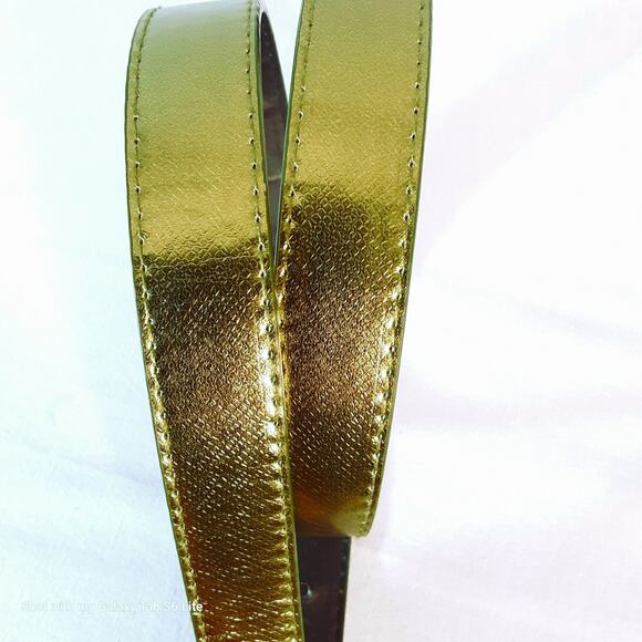 Metallic Olive Green Belt Womens Medium Waist Textured Pattern - Picture 8 of 12